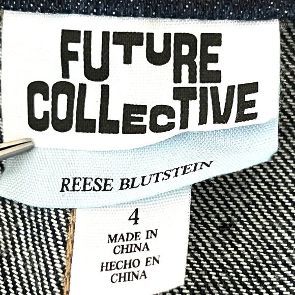 Future Collective Reese Blutstein Women Blue Jean Size 4 Flare Leg High Rise NEW - Picture 7 of 12
